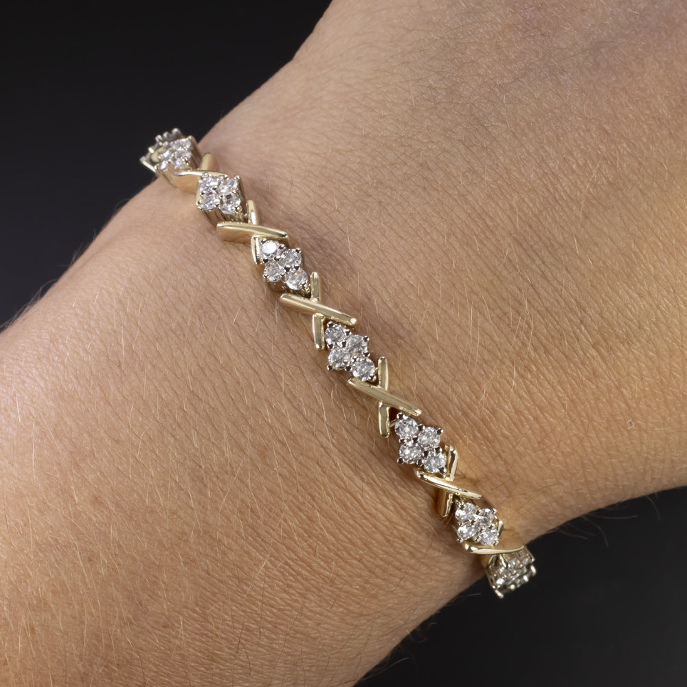 14k White Gold 5.27ct Round Diamond Cluster 7.25'' Tennis Bracelet | eBay