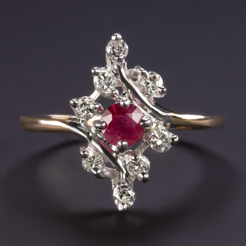 14K Ruby Diamond Cocktail Ring