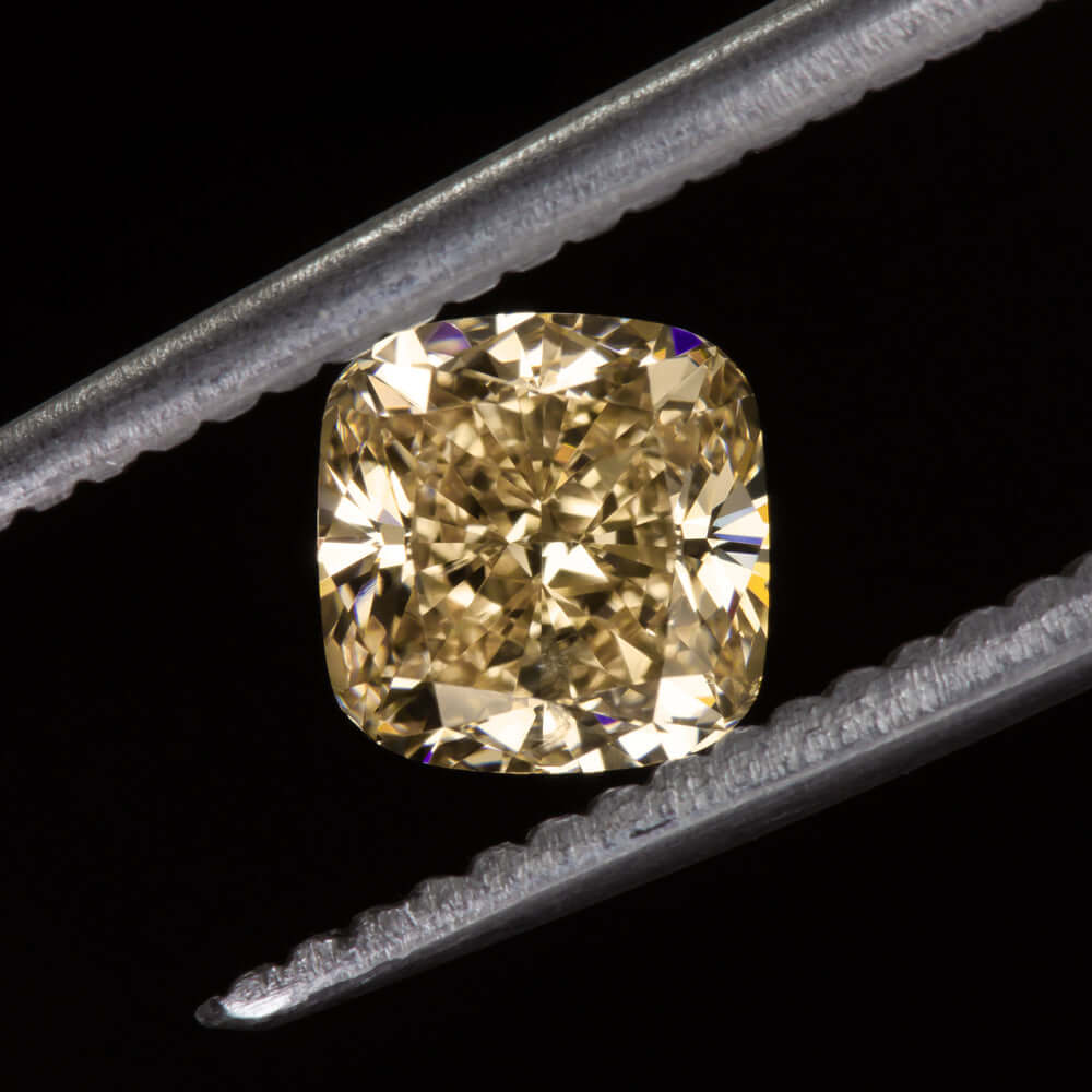 0.55ct FANCY YELLOWISH BROWNISH ORANGE DIAMOND CUSHION SHAPE CUT LOOSE NATURAL