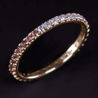 14K RHODOLITE GARNET TANZANITE ETERNITY RING STACKING WEDDING BAND PURPLE BLUE