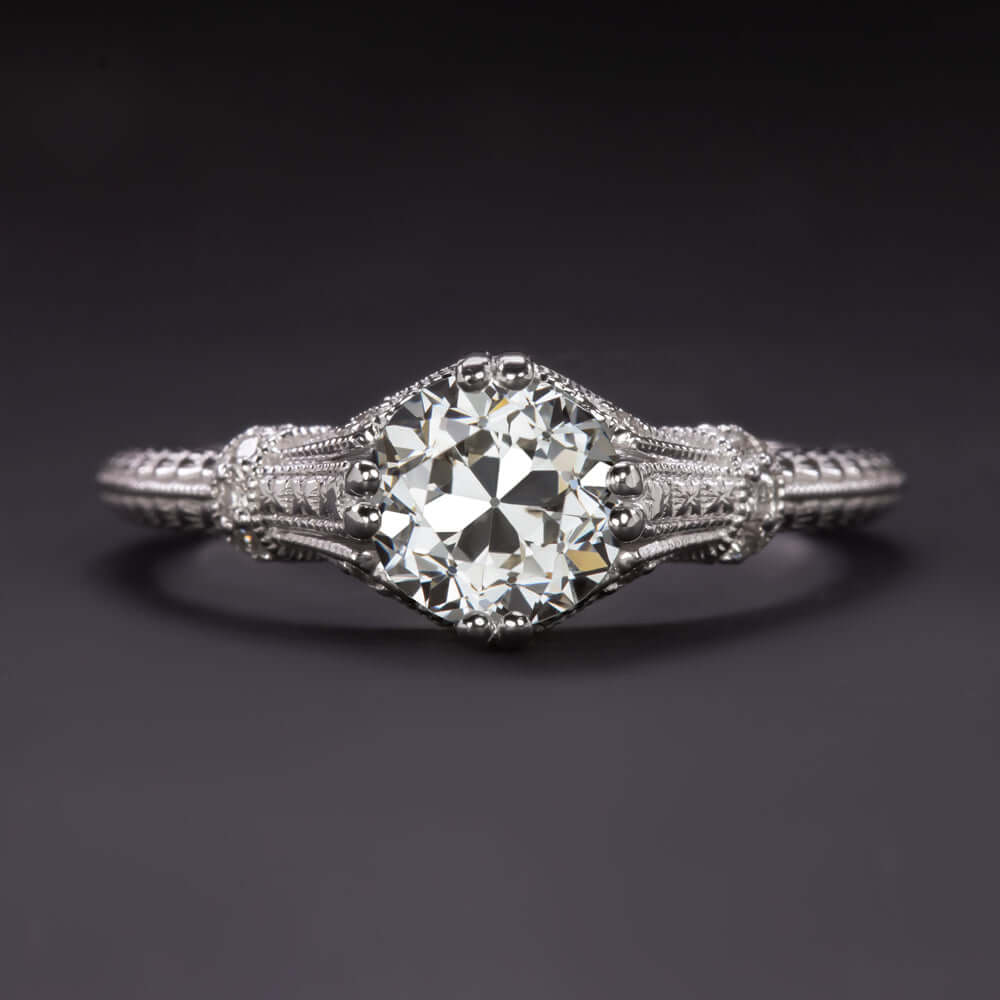 1ct GIA CERTIFIED I SI1 OLD EUROPEAN CUT DIAMOND ENGAGEMENT RING VINTAGE STYLE