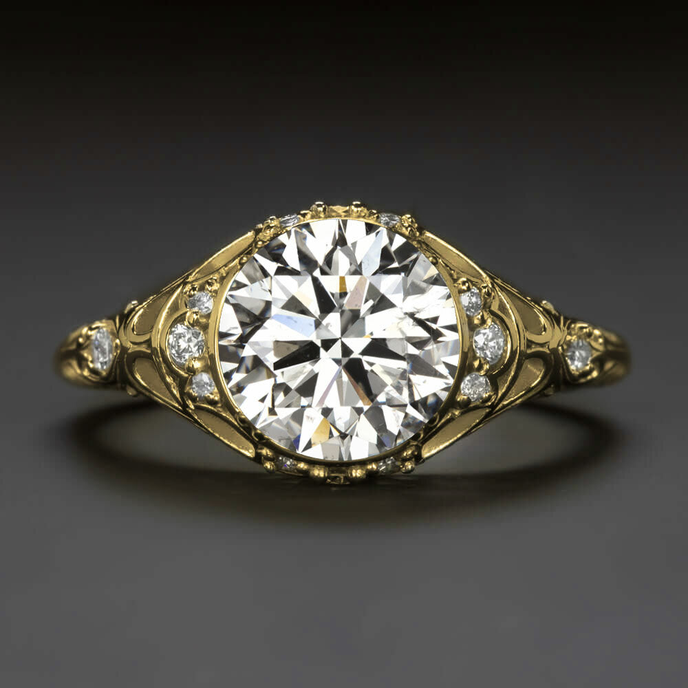 Vintage Engagement Ring Certified Diamond .82ct E/VS1 GIA