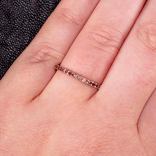 14K ROSE GOLD NATURAL ANDALUSITE STACKING RING ETERNITY PEACH GEM