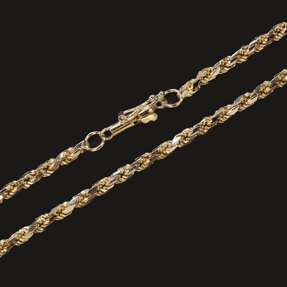14k YELLOW GOLD ROPE CHAIN NECKLACE GRAM 18 INCH TWIST