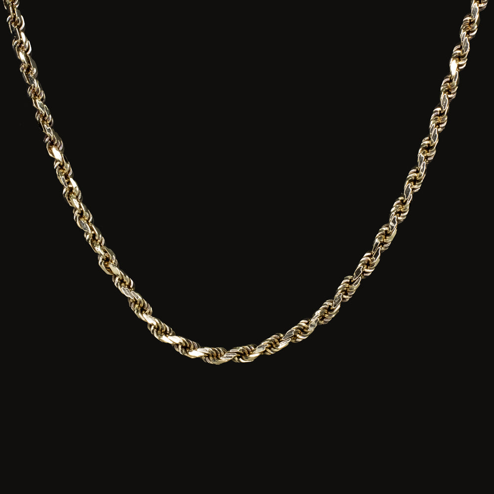 14k YELLOW GOLD ROPE CHAIN 18 INCH 2mm NECKLACE 9.5gm CLASSIC SOLID MENS  LADIES