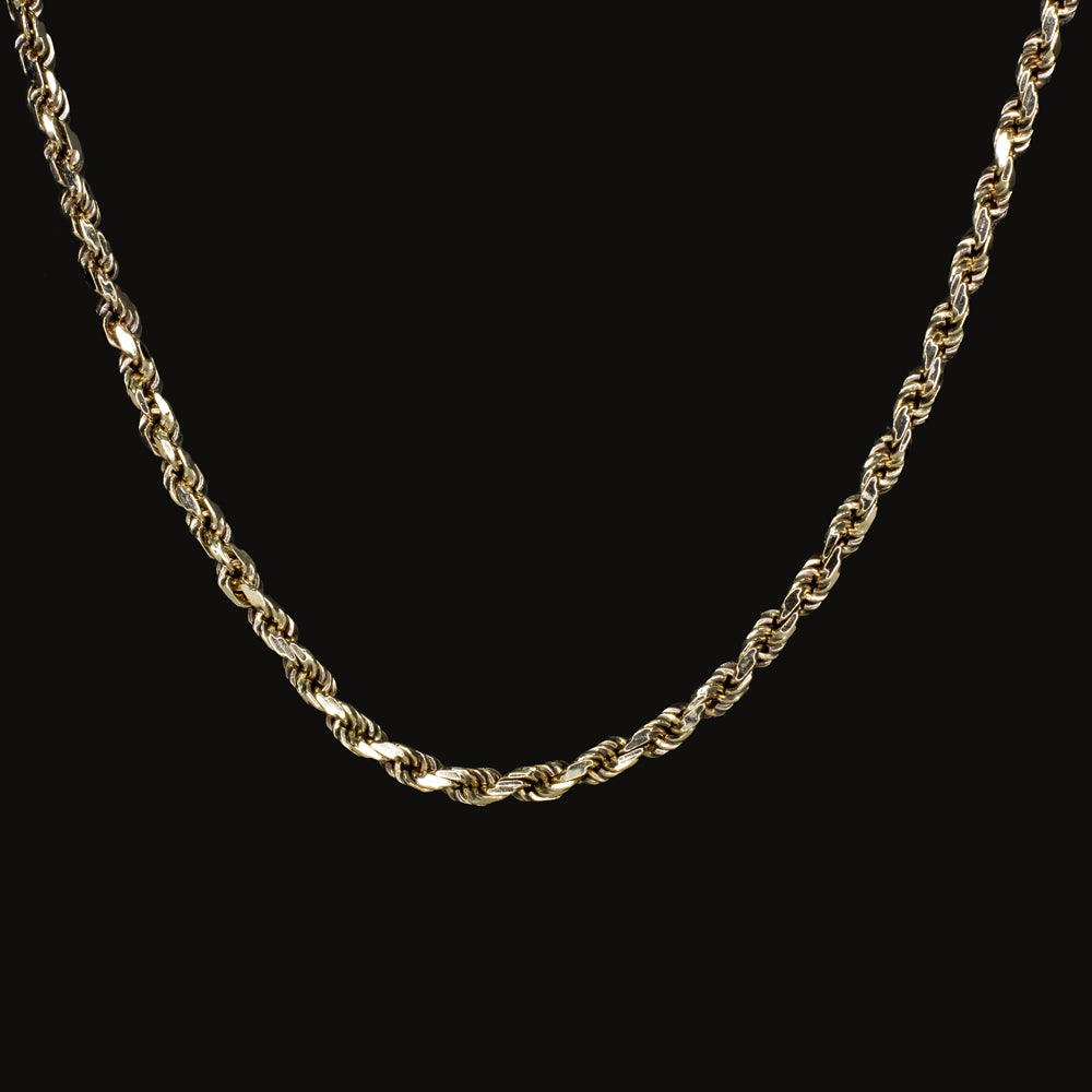 Mens 14kt Rope Necklace 14k YELLOW GOLD ROPE CHAIN 18 INCH 2mm