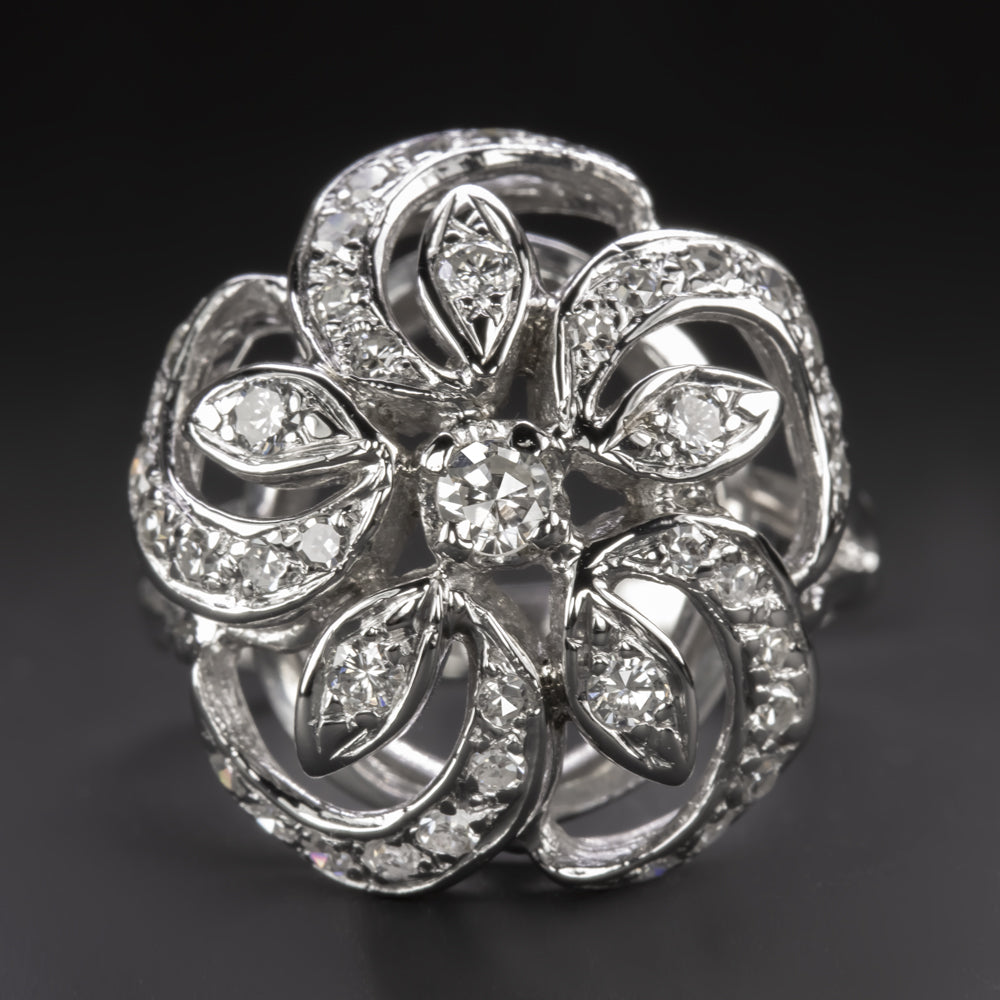 Wide Lacy Antique Diamond Cocktail Ring | New York Jewelers Chicago