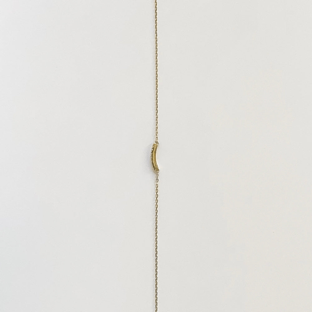 NATURAL DIAMOND BRACELET CURVED BAR MINIMALIST YELLOW GOLD CHAIN CLASSIC SIMPLE