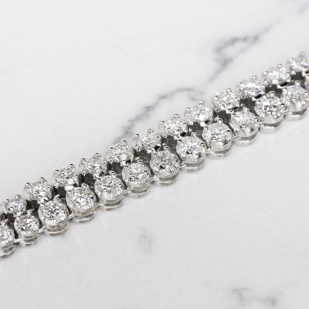 VINTAGE H WINSTON 7 CARAT DIAMOND TENNIS BRACELET 18k E-F VVS-VS DOUBLE ROW
