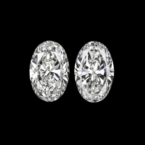 OVAL CUT LAB CREATED DIAMOND MATCHING PAIR .40ct STUD EARRINGS LOOSE SIDE ACCENT
