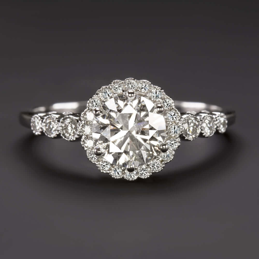 F SI NATURAL DIAMOND ENGAGEMENT RING VINTAGE STYLE