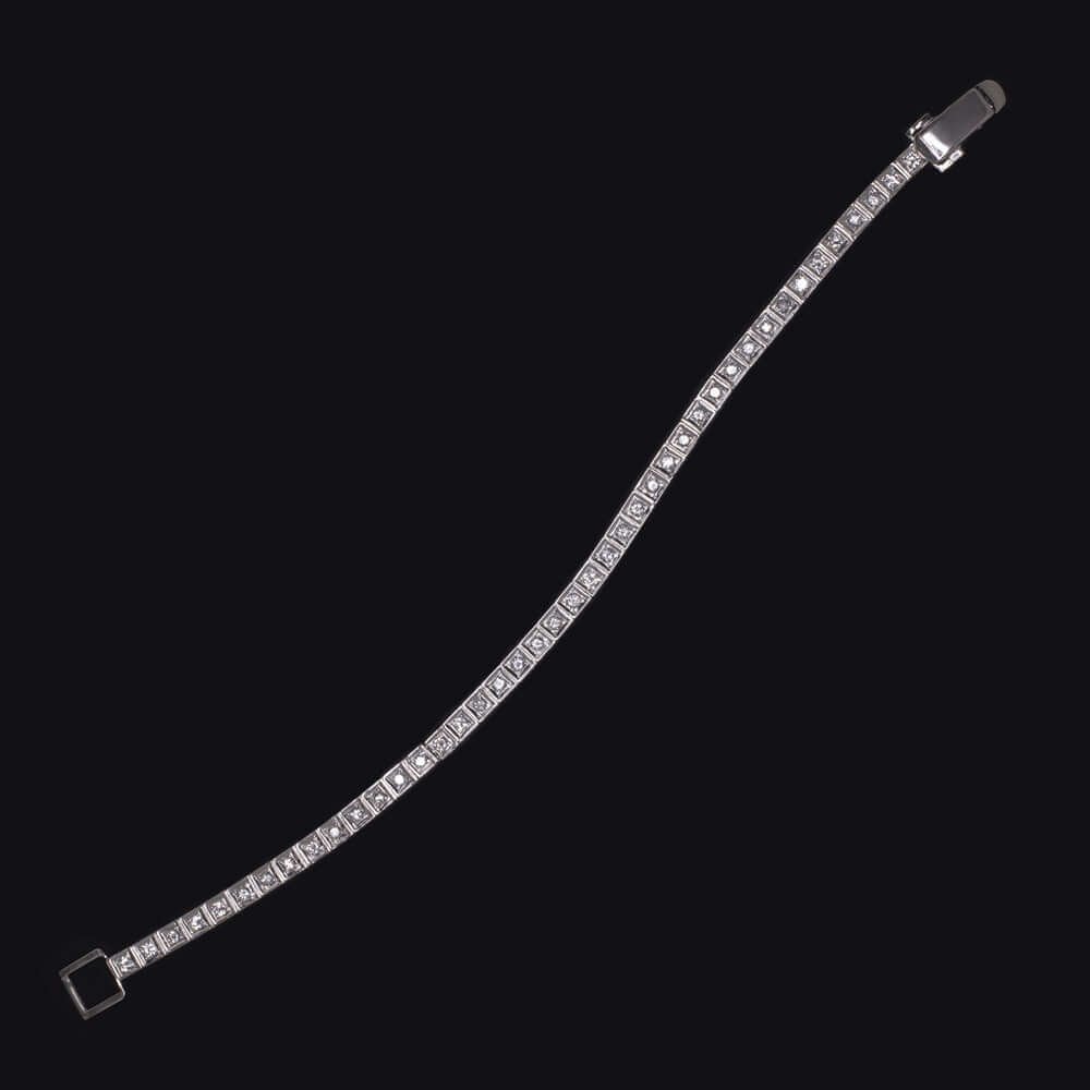 1.5 CARAT F-G VS VINTAGE DIAMOND TENNIS BRACELET 14k WHITE GOLD NATURAL ESTATE