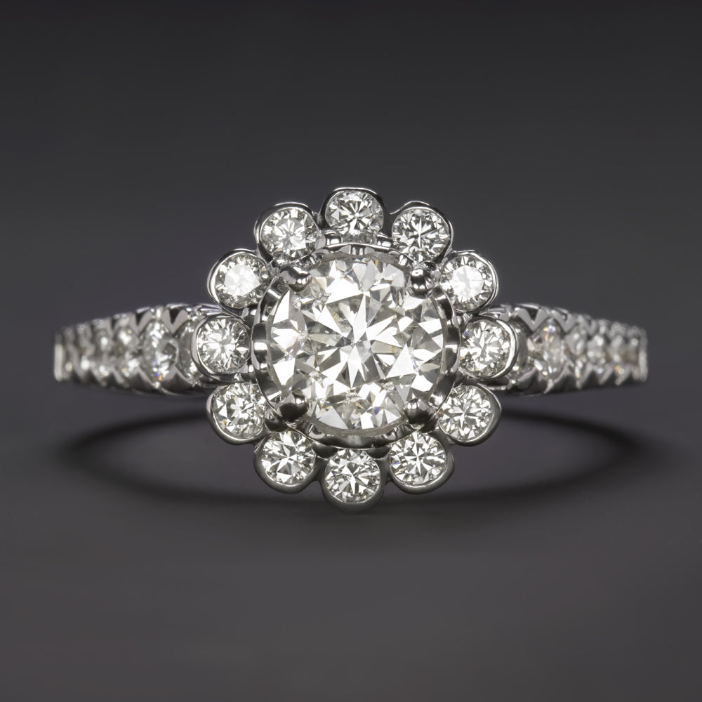 CERTIFIED NATURAL DIAMOND ENGAGEMENT RING ROUND CUT HALO