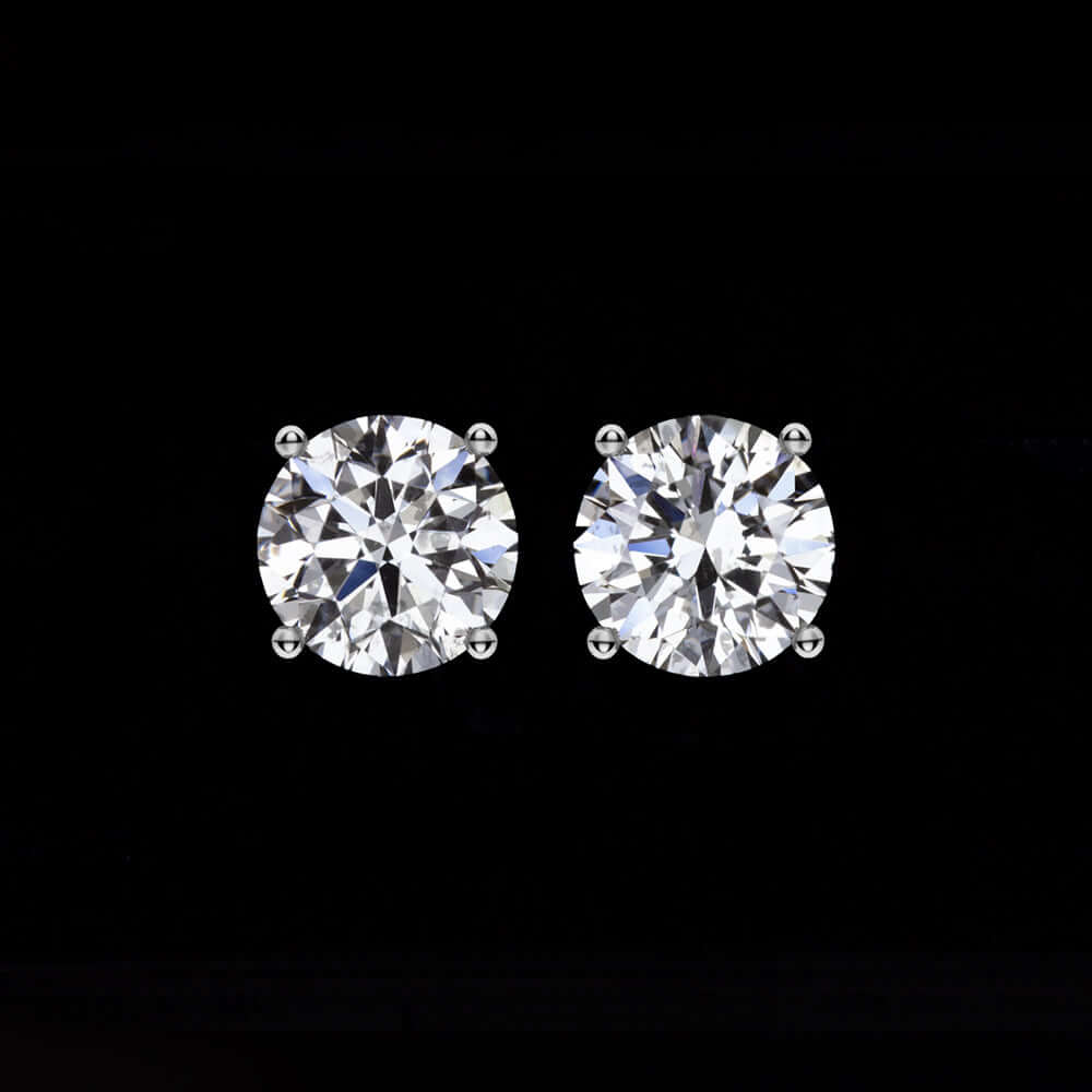 1 CARAT G-H SI2 DIAMOND STUD EARRINGS ROUND BRILLIANT CUT WHITE GOLD CLASSIC 1ct
