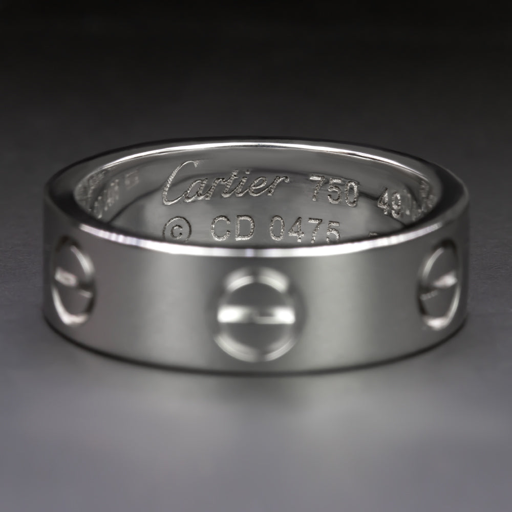 AUTHENTIC CARTIER LOVE RING 18K WHITE GOLD 5.5mm WEDDING BAND STACKING ...