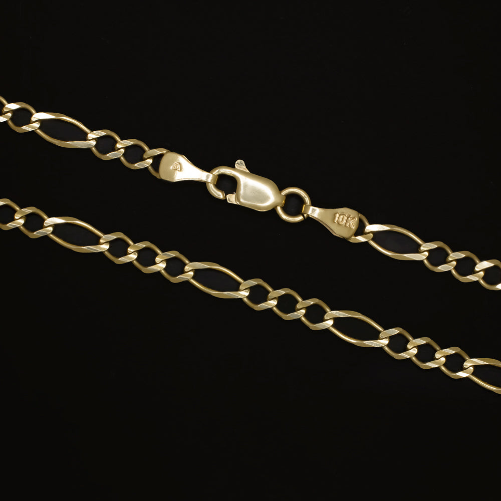 SOLID 10k YELLOW GOLD FIGARO CHAIN NECKLACE 3.7m 20in ESTATE MENS LADIES CLASSIC