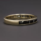 NATURAL BLACK SPINEL STACKING RING WEDDING BAND 14k YELLOW GOLD BAGUETTE CUT