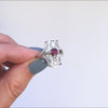RED GARNET STERLING SILVER VINTAGE STYLE COCKTAIL RING ART DECO FILIGREE NAVETTE