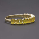 2 CARAT NATURAL YELLOW SAPPHIRE STACKING RING WEDDING BAND 14k GOLD BAGUETTE CUT
