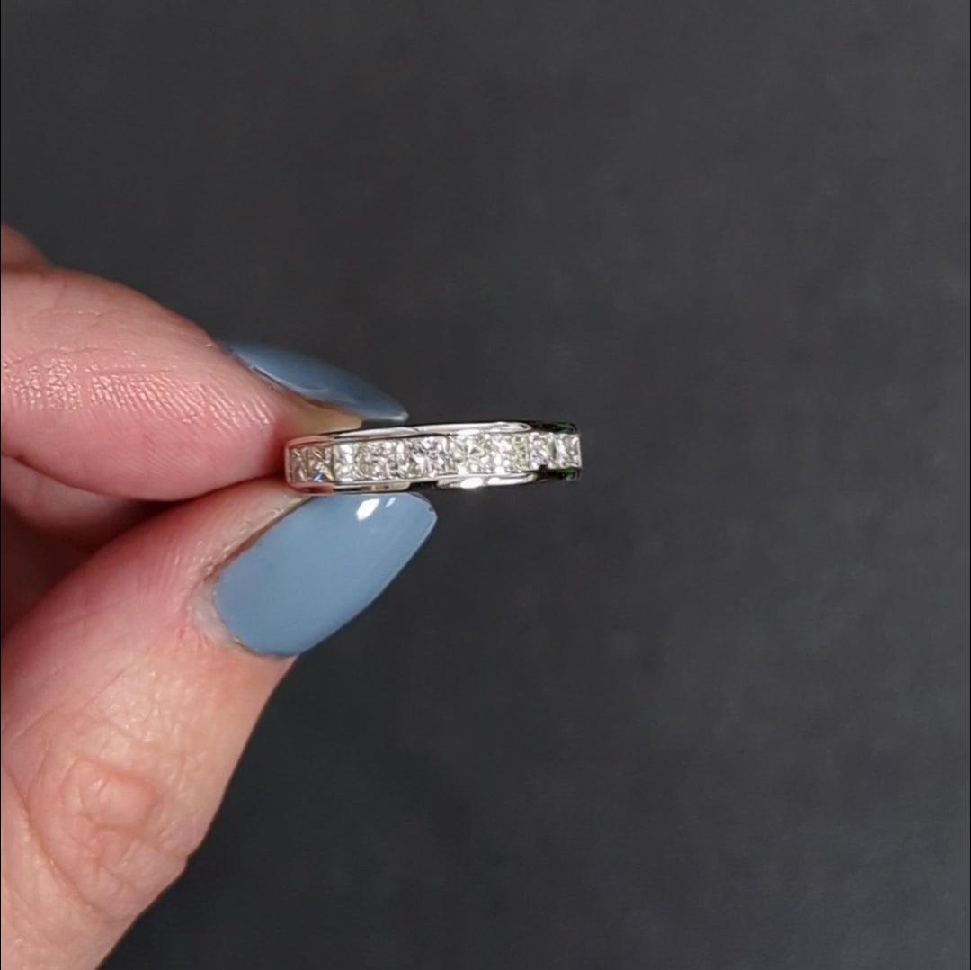 1 CARAT PRINCESS CUT DIAMOND WEDDING BAND CHANNEL SET WHITE GOLD STACKING RING