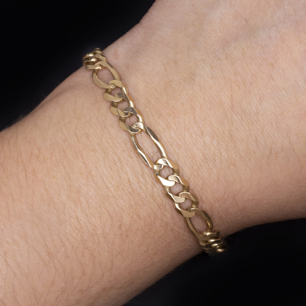 SOLID 10K YELLOW GOLD FIGARO CHAIN BRACELET ESTATE MENS LADIES CLASSIC SIMPLE