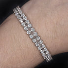 VINTAGE H WINSTON 7 CARAT DIAMOND TENNIS BRACELET 18k E-F VVS-VS DOUBLE ROW