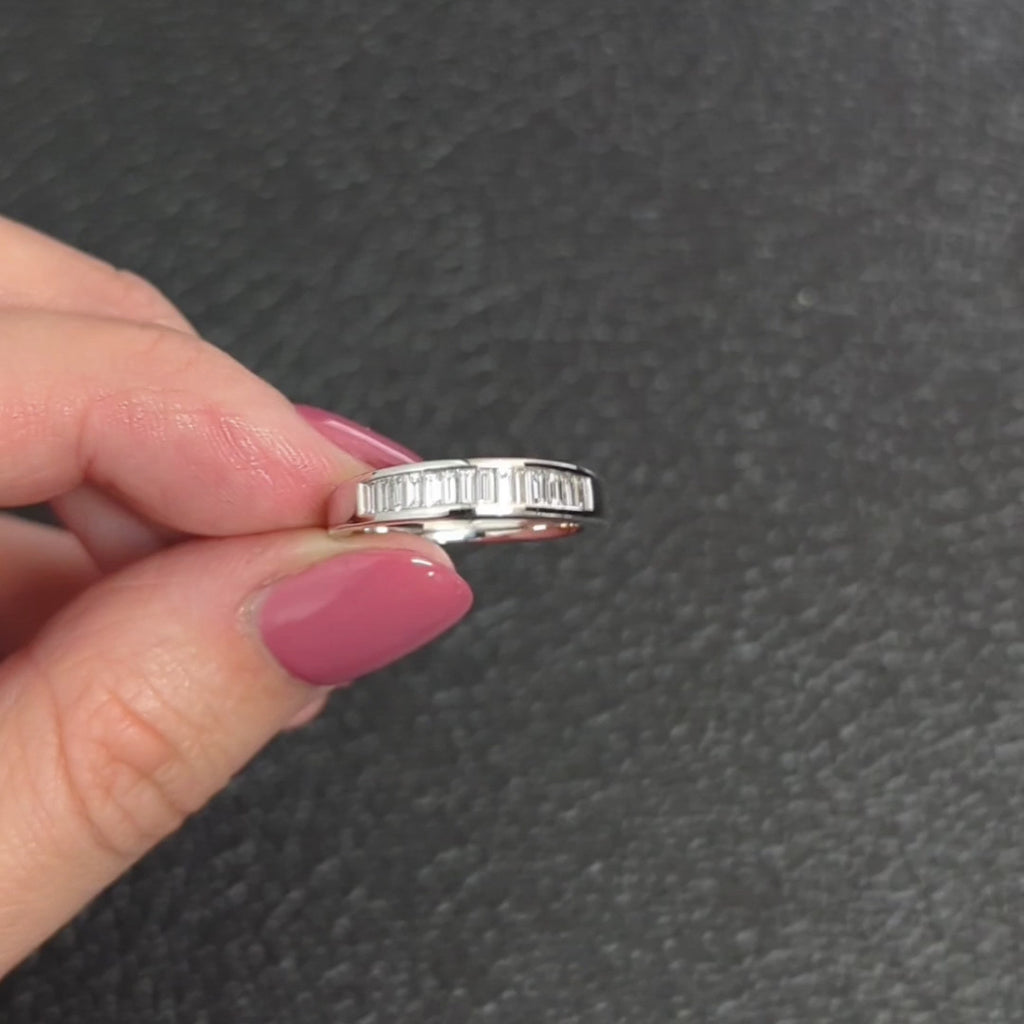 1/2ct DIAMOND F-G VS BAGUETTE EMERALD CUT WEDDING BAND STACKING WHITE GOLD RING