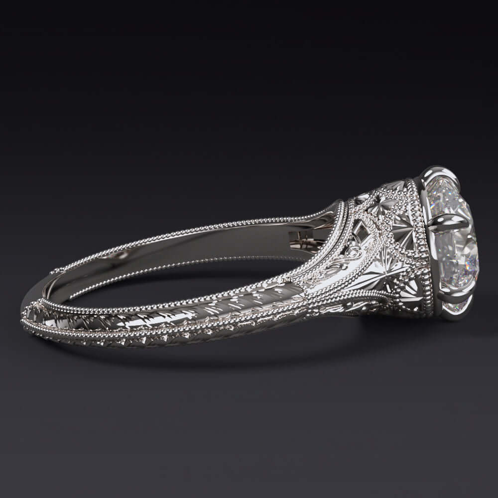1.73ct GIA CERTIFIED H SI2 DIAMOND ENGAGEMENT RING VINTAGE STYLE SOLITAIRE ROUND