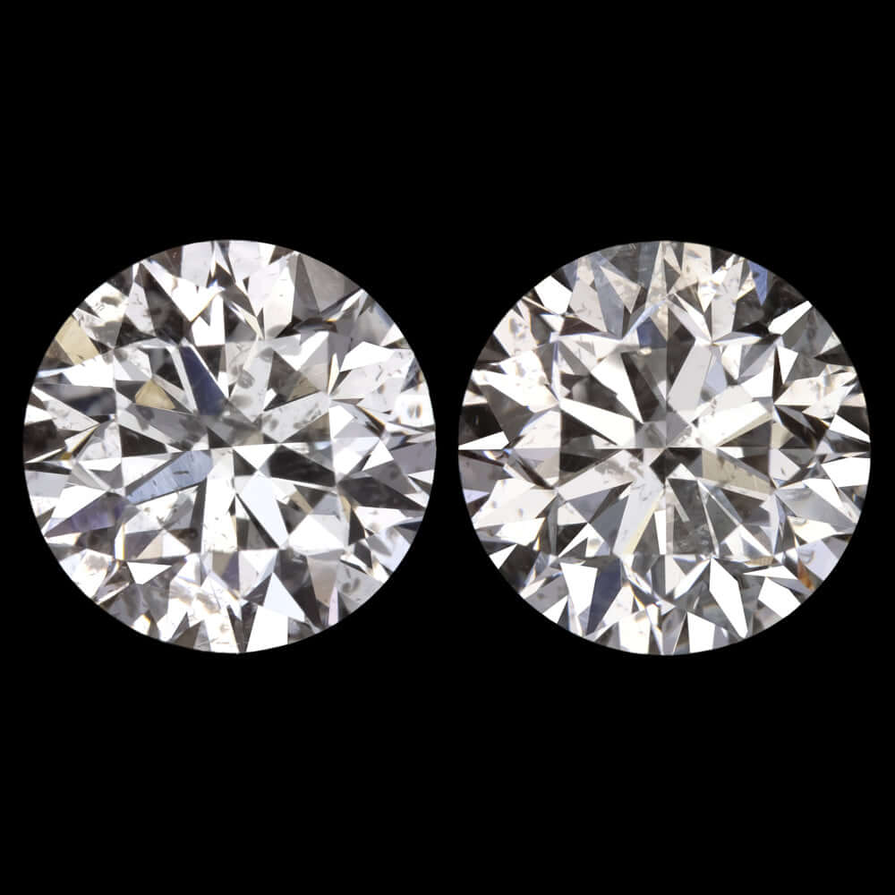 2.05ct EXCELLENT ROUND CUT DIAMOND STUD EARRING MATCHING PAIR NATURAL 2 CARAT