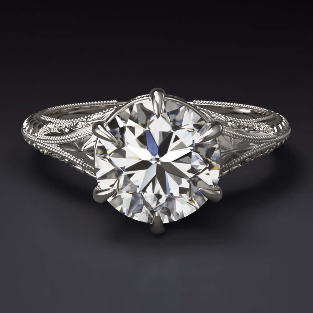 1.73ct GIA CERTIFIED H SI2 DIAMOND ENGAGEMENT RING VINTAGE STYLE SOLITAIRE ROUND