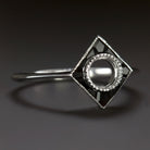 ONYX 5mm ROUND ENGAGEMENT RING SETTING SEMI MOUNT GEOMETRIC ART DECO CALIBRE CUT