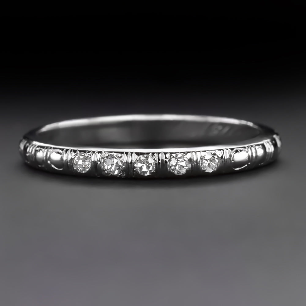 1924 VINTAGE DIAMOND PLATINUM WEDDING BAND STACKING RING CLASSIC ART ...