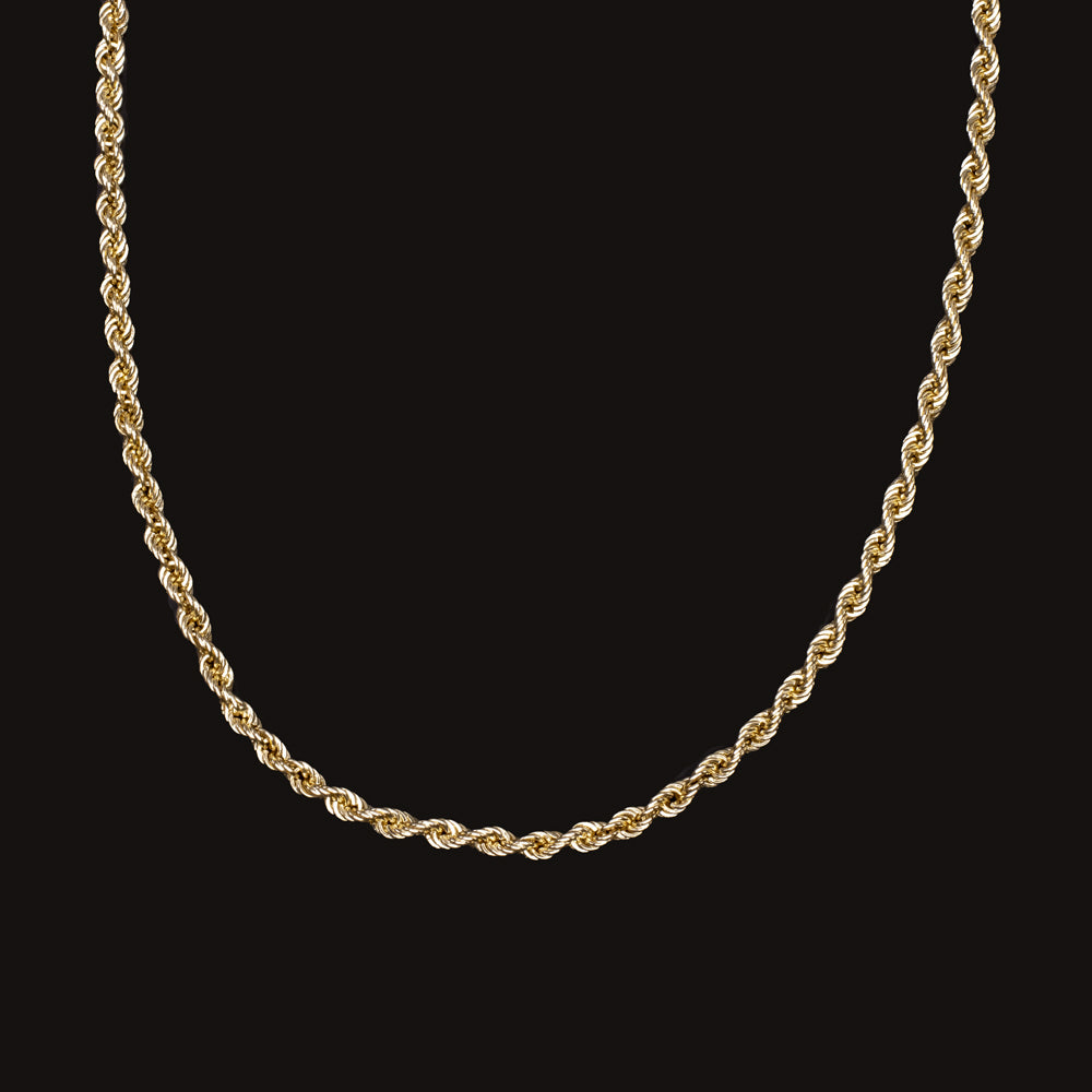 14k YELLOW GOLD ROPE CHAIN 24 INCH 2mm NECKLACE CLASSIC