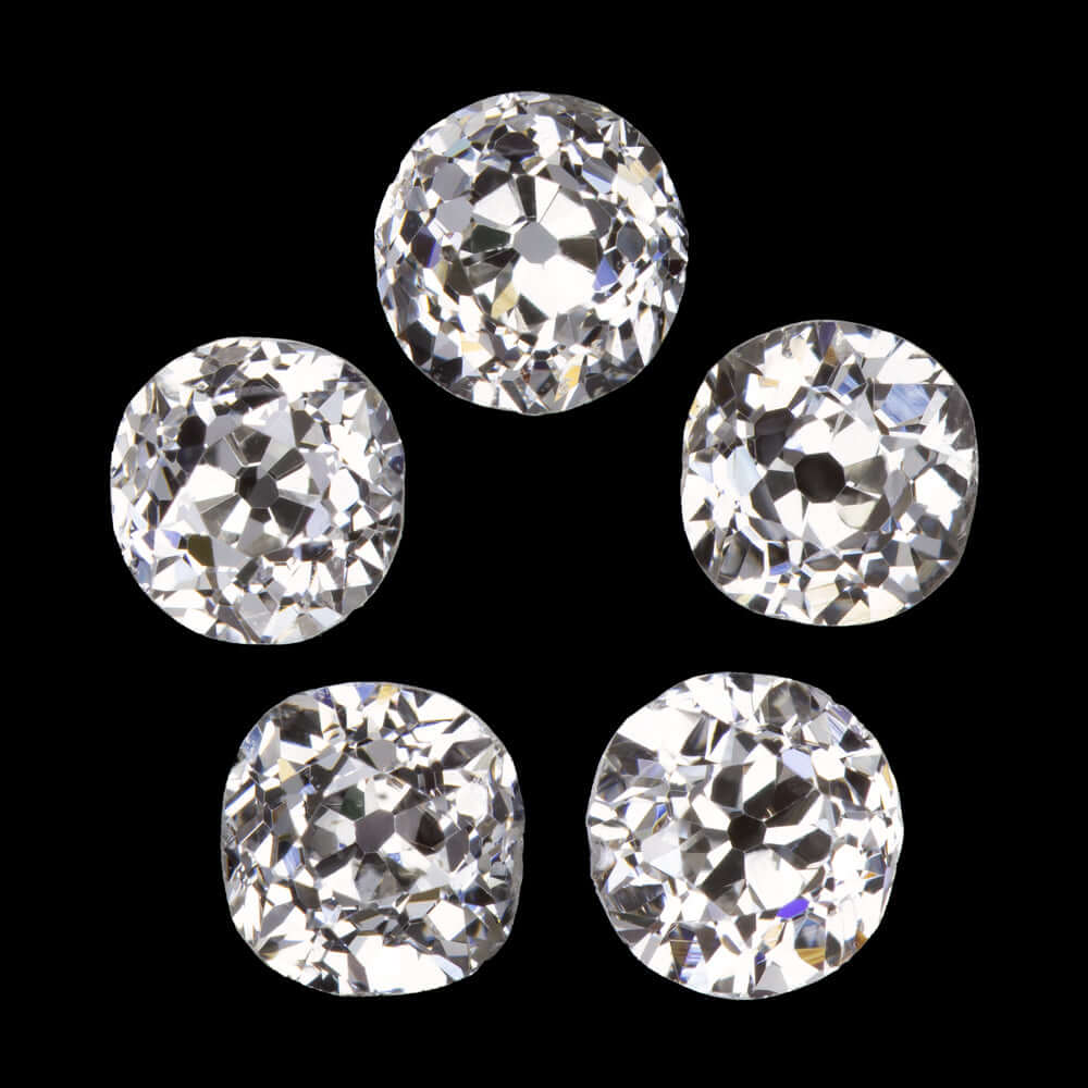 1.64ct G VS2-SI2 OLD MINE CUT DIAMOND 5 STONE LAYOUT LOOSE PARCEL ANTIQUE ESTATE