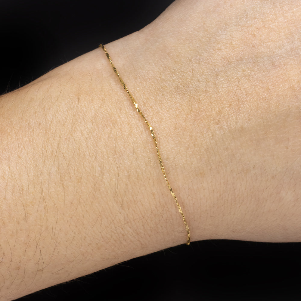 SOLID 14k YELLOW GOLD S LINK CHAIN BRACELET THIN SLIM CLASSIC