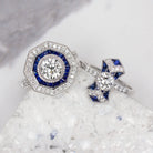 SAPPHIRE DIAMOND WHITE GOLD RING SETTING EDWARDIAN VINTAGE ANTIQUE STYLE MOUNT