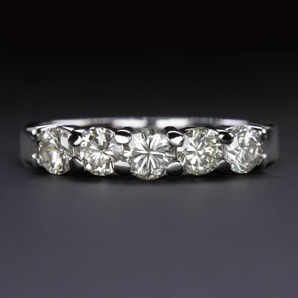NATURAL DIAMOND WEDDING BAND VINTAGE ESTATE STONE ROUND