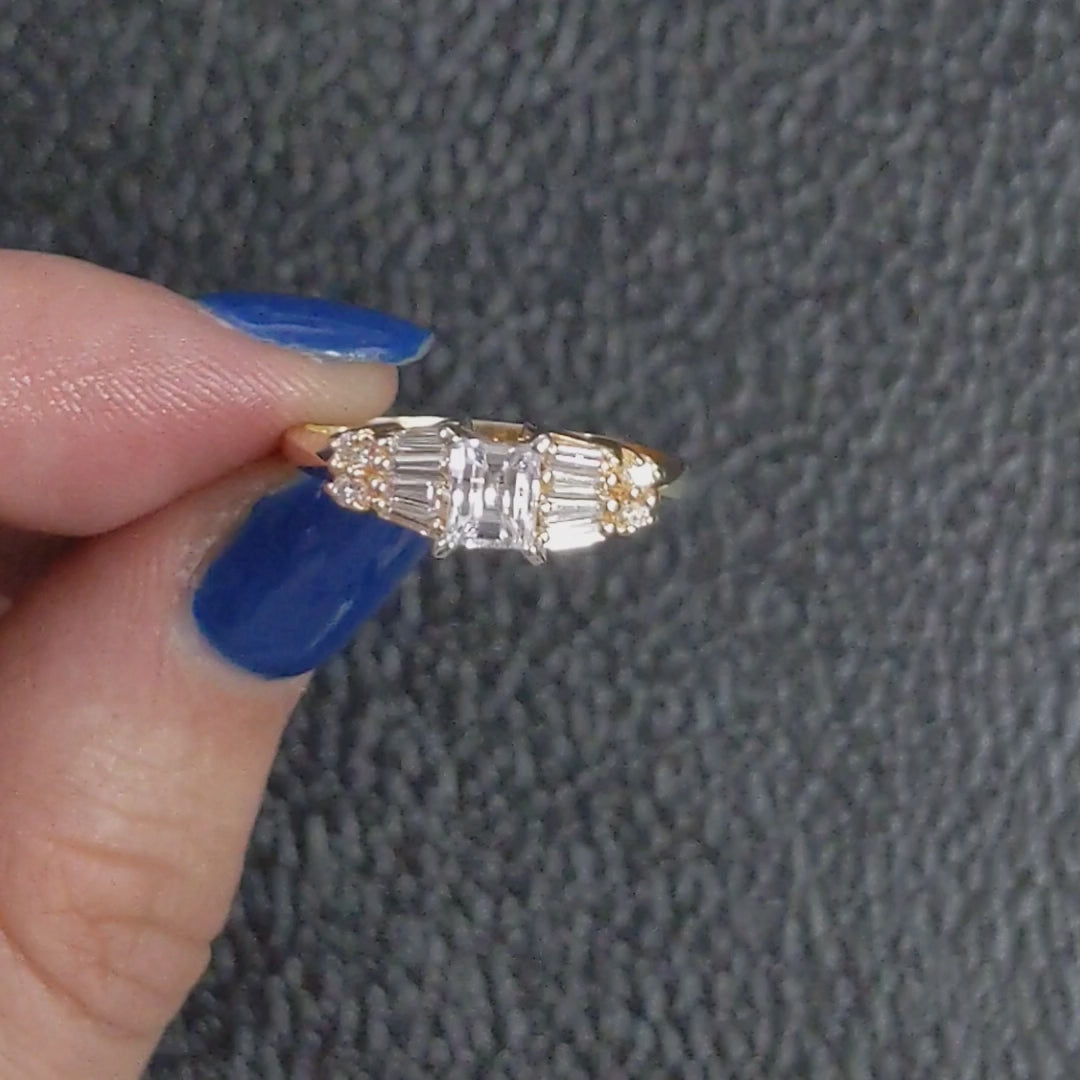 1.05ct D-E SI1 ROYAL CREST CUT DIAMOND ENGAGEMENT RING YELLOW GOLD EMERALD SHAPE