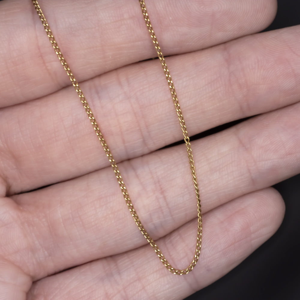 SOLID 18K YELLOW GOLD 20 INCH CURB CHAIN 1mm CLASSIC LADIES MENS NECKLACE PLAIN