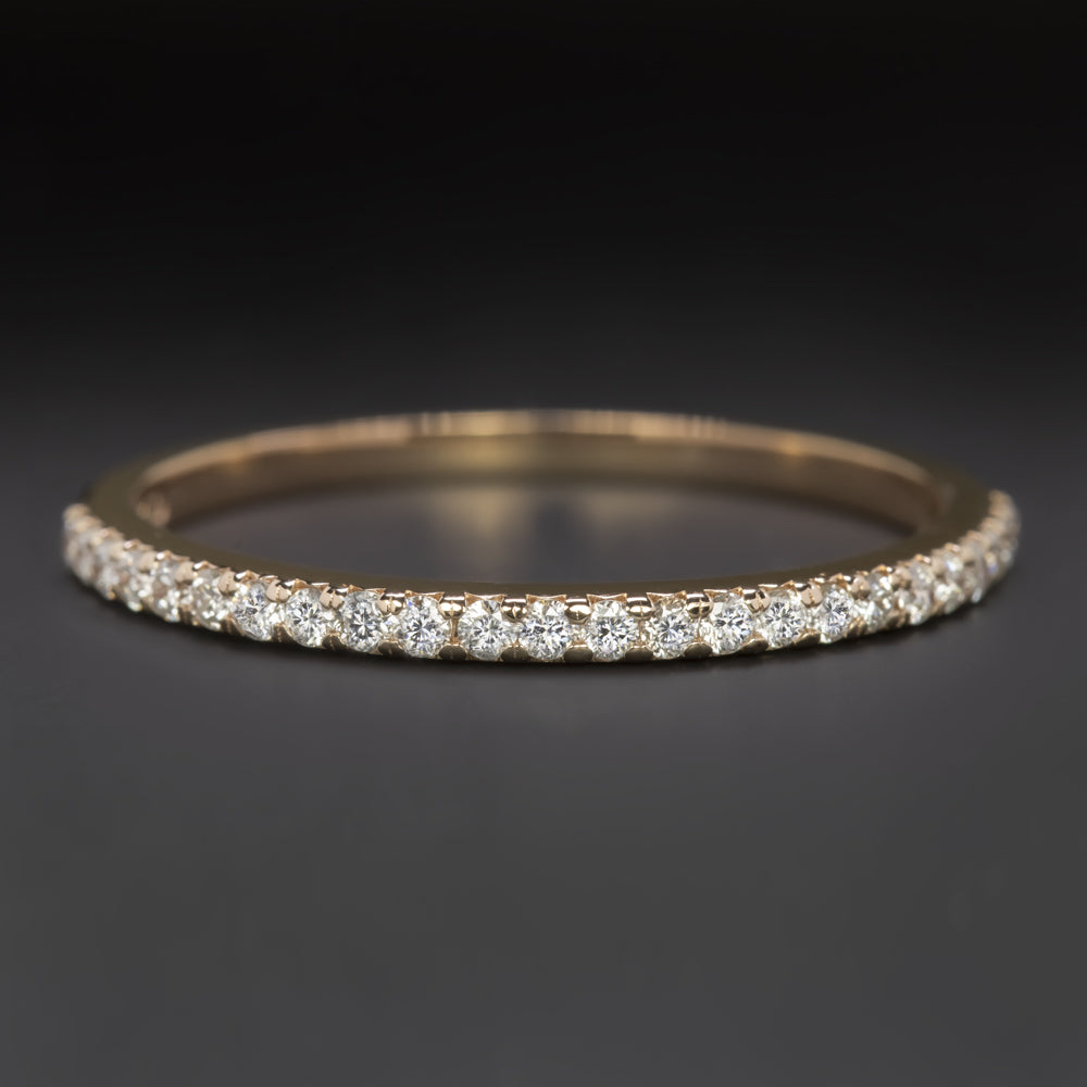 NATURAL DIAMOND WEDDING RING 18k ROSE GOLD STACKING RING DAINTY