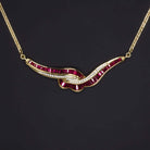 2.5ct NATURAL RUBY DIAMOND 18k NECKLACE YELLOW GOLD CALIBRE CUT PENDANT RUFFLE