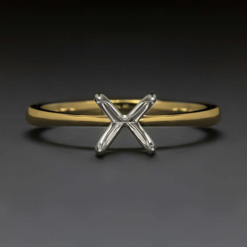 14k TONE GOLD ENGAGEMENT RING SETTING MM ROUND SEMI MOUNT