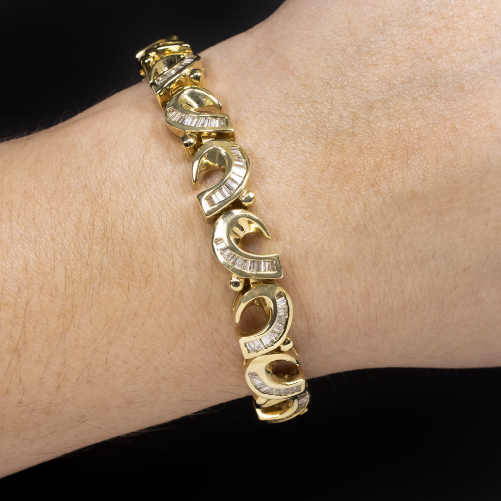 14k Gold Link Chain Diamond Adjustable Length Bracelet