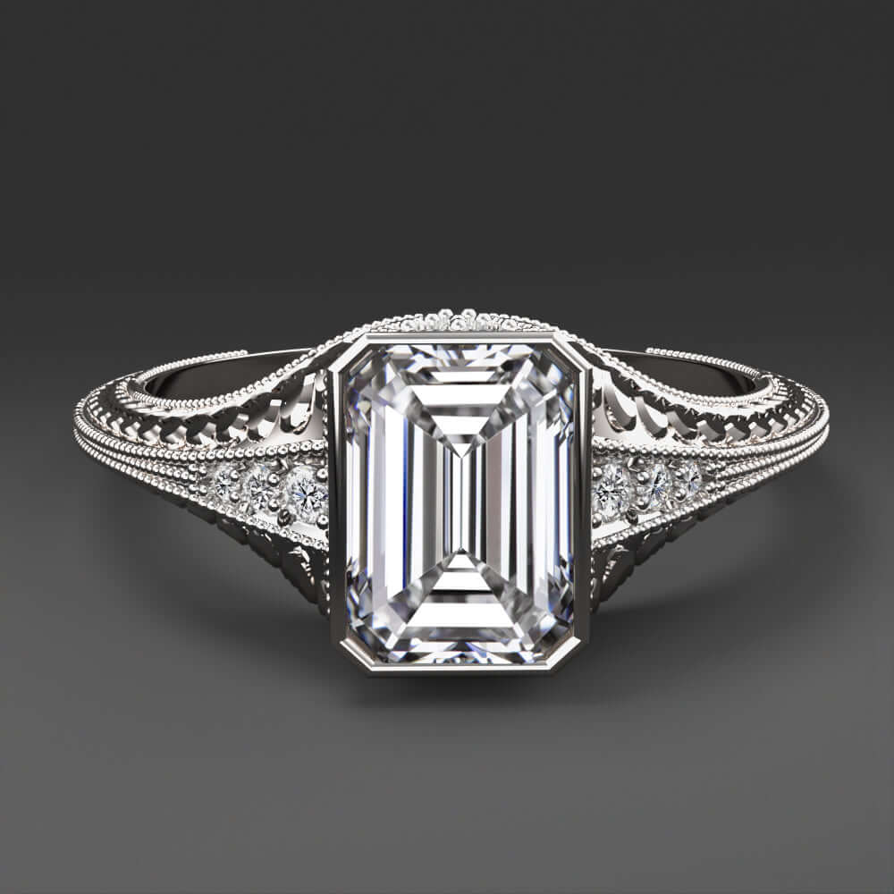 LAB CREATED DIAMOND ENGAGEMENT RING CERTIFIED E VS1 VINTAGE
