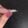 0.97ctw F SI1-SI2 DIAMOND ENGAGEMENT RING 3 STONE PAVE BAND NATURAL WHITE GOLD