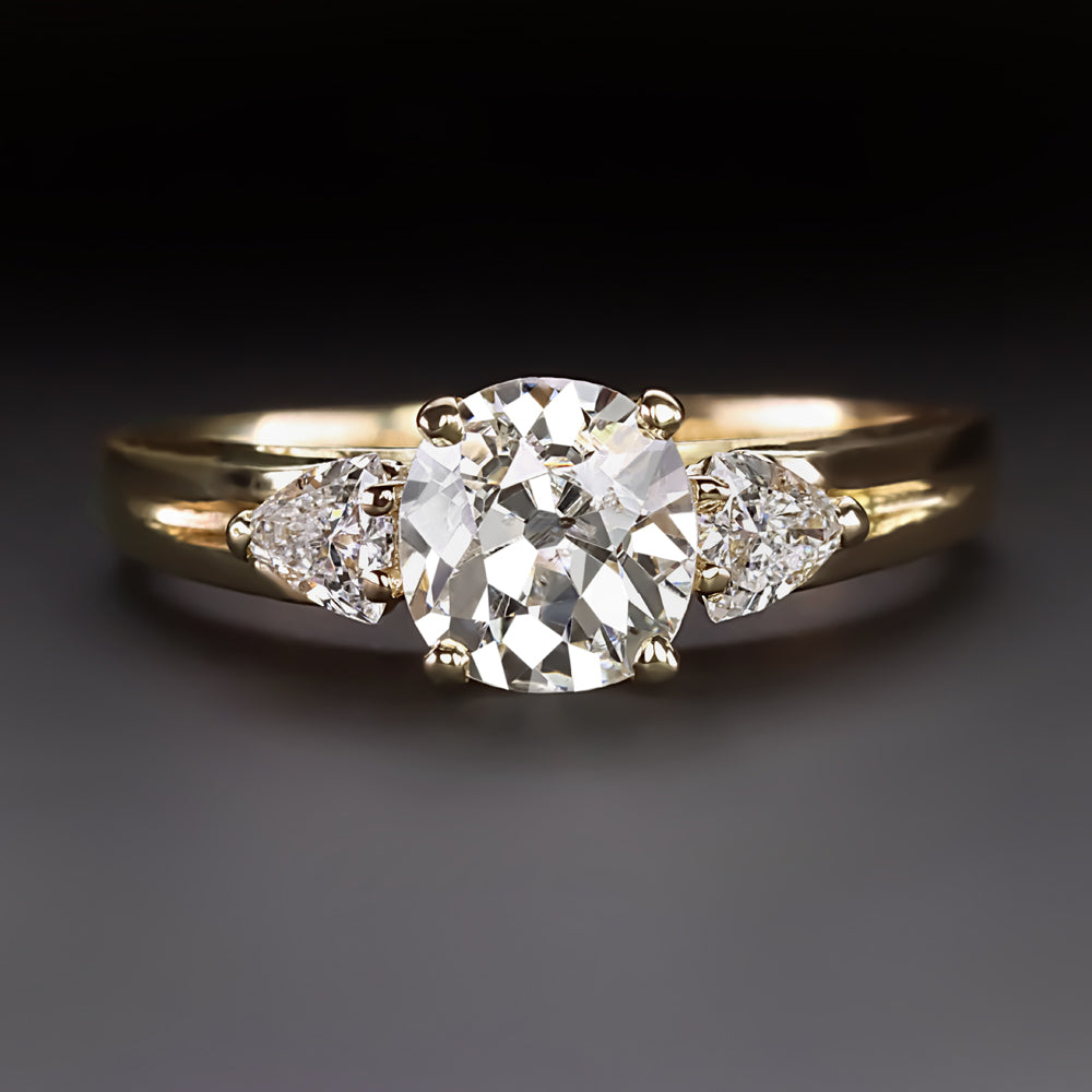 CARAT OLD MINE CUT DIAMOND ENGAGEMENT RING STONE TRILLION 18k