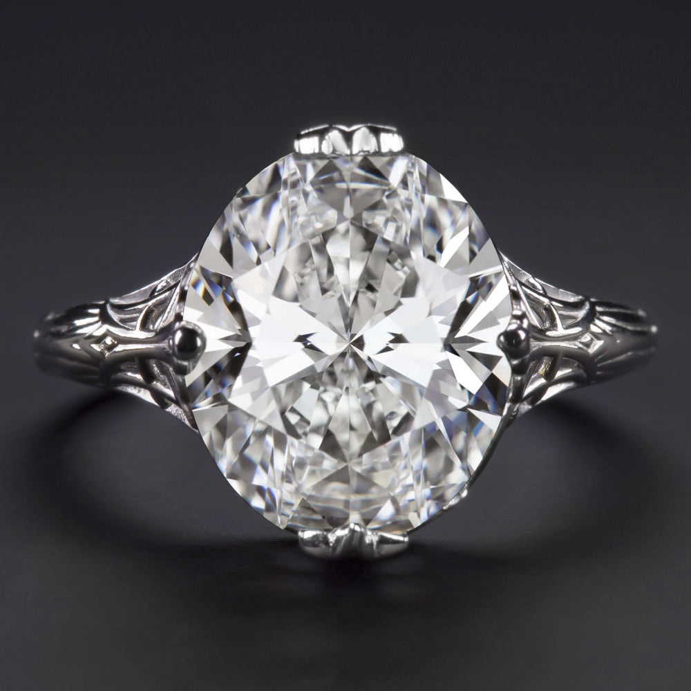 CARAT LAB CREATED DIAMOND ENGAGEMENT RING PLATINUM VINTAGE STYLE