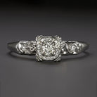 VINTAGE DIAMOND ENGAGEMENT RING CLUSTER COCKTAIL ILLUSION RETRO WHITE GOLD HALO