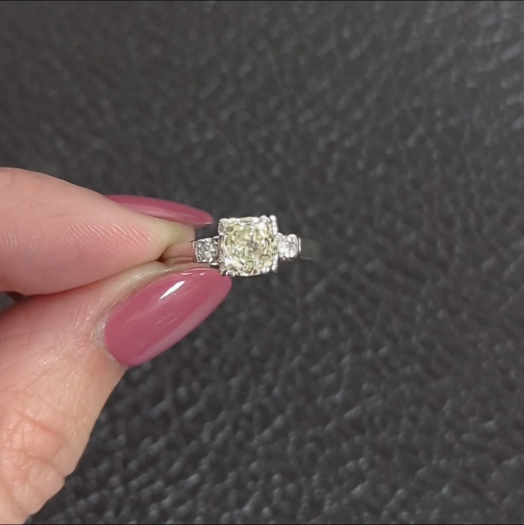 1 CARAT OLD EUROPEAN CUT DIAMOND VINTAGE ENGAGEMENT RING PLATINUM CLASSIC 1ct