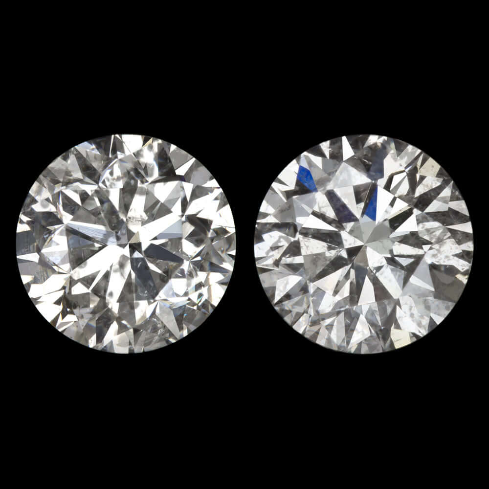 2.09ct ROUND BRILLIANT CUT DIAMOND STUD EARRINGS MATCHING PAIR NATURAL CLASSIC